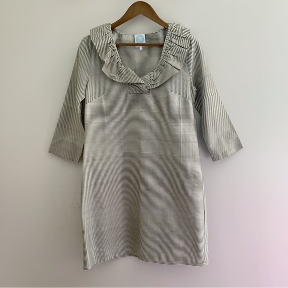 Devon Baer Striped Silk Twill Dress Small - Picture 1 of 7